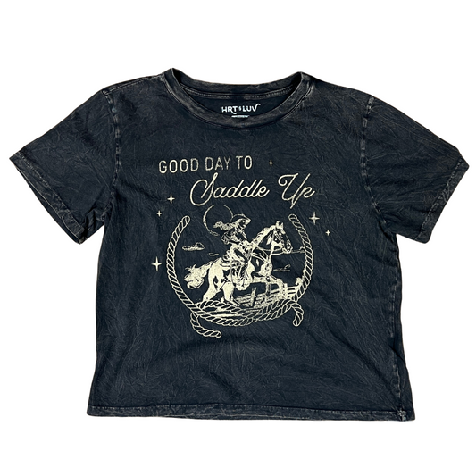 Hrt & Luv Good Day To Saddle Up Graphic Tee Crop