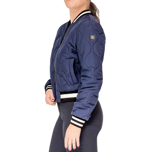 Kastel Denmark Navy Quilted Sporty Trim Full Zip Bomber Jacket