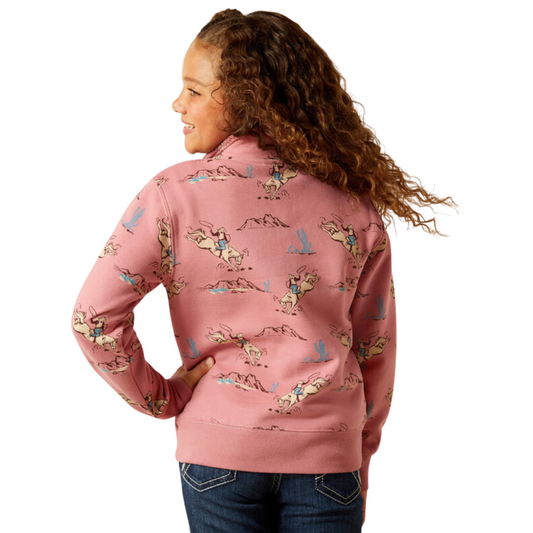 Ariat Girls Bronc Scene 1/4 Zip Sweatshirt