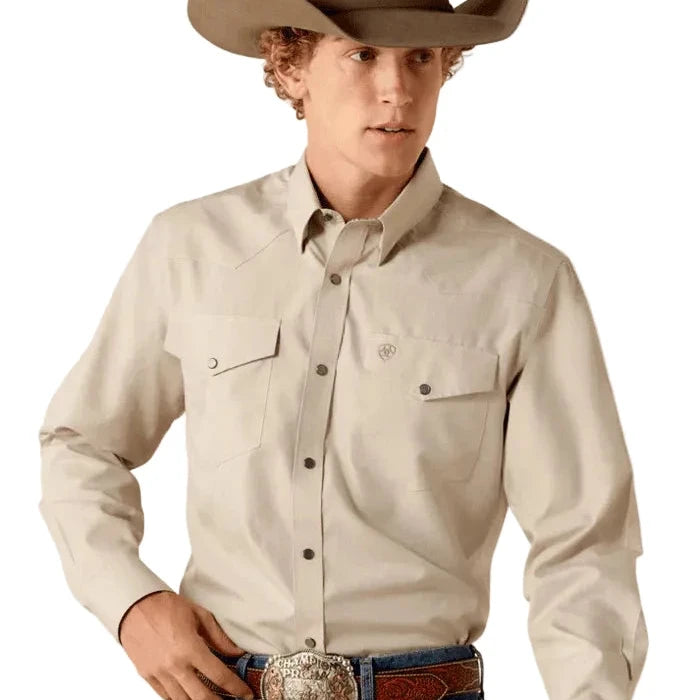 Ariat Men's Wrinkle Free Oxford Brindle Fitted Snap Shirt 10071105