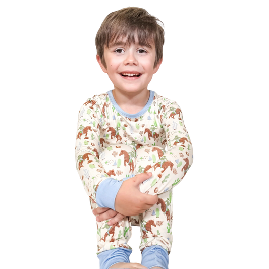 Goosies Zip and Two Piece Pajamas - Saddle Up, Cowboy