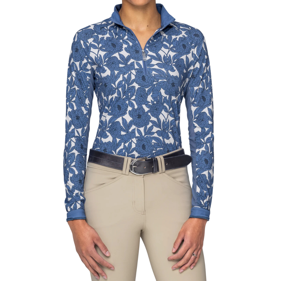 Kastel Denmark Pacific Blue Wild Rose Long Sleeve 1/4 Zip Sun Shirt