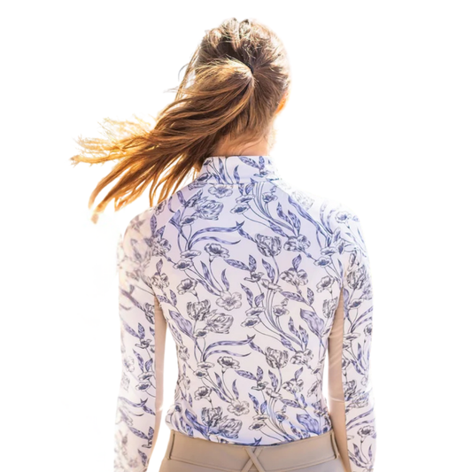 Kastel Denmark Periwinkle French Tulip Long Sleeve 1/4 Zip Sun Shirt