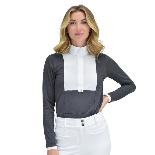 for horses aliyah equestrian show shirt black dot