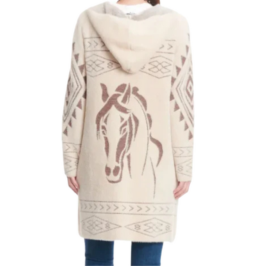 Venario Hooded Fanny Cardigan with Horse