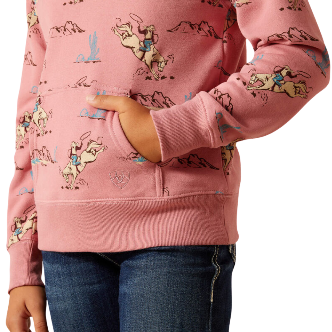 Ariat Girls Bronc Scene 1/4 Zip Sweatshirt