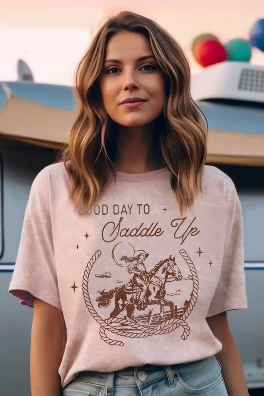 Hrt & Luv Good Day To Saddle Up Graphic Tee Crop