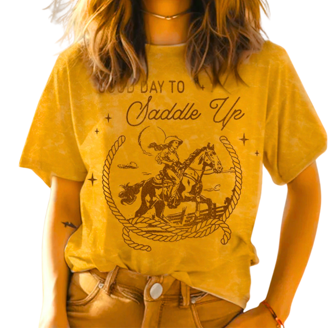 Hrt & Luv Good Day To Saddle Up Graphic Tee Crop