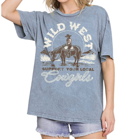 Hrt & Luv Wild West Support Your Local Cowgirls Tee