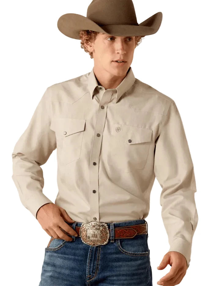 Ariat Mens Wrinkle Free Pinpoint Oxford Fitted Snap Shirt